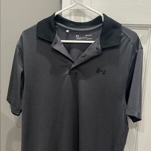 Under Armour Men's Black Striped Polo Shirt